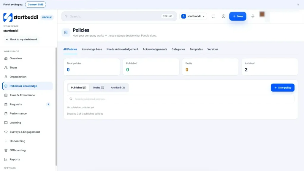 startbuddi app screen: People policies