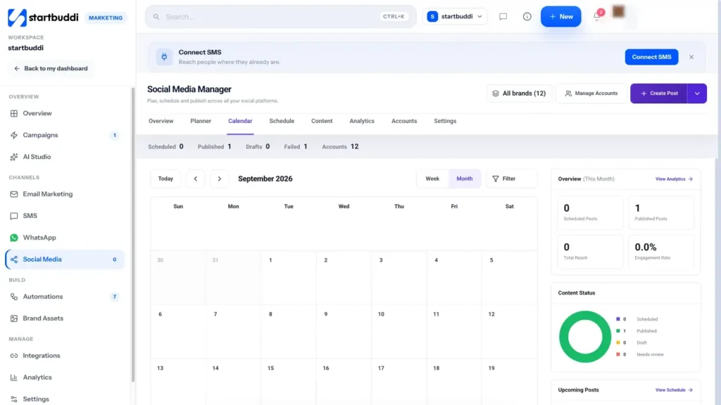 startbuddi app screen: Social calendar