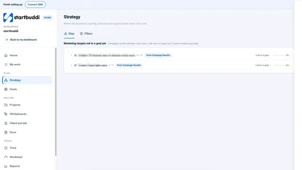 startbuddi app screen: Work strategy
