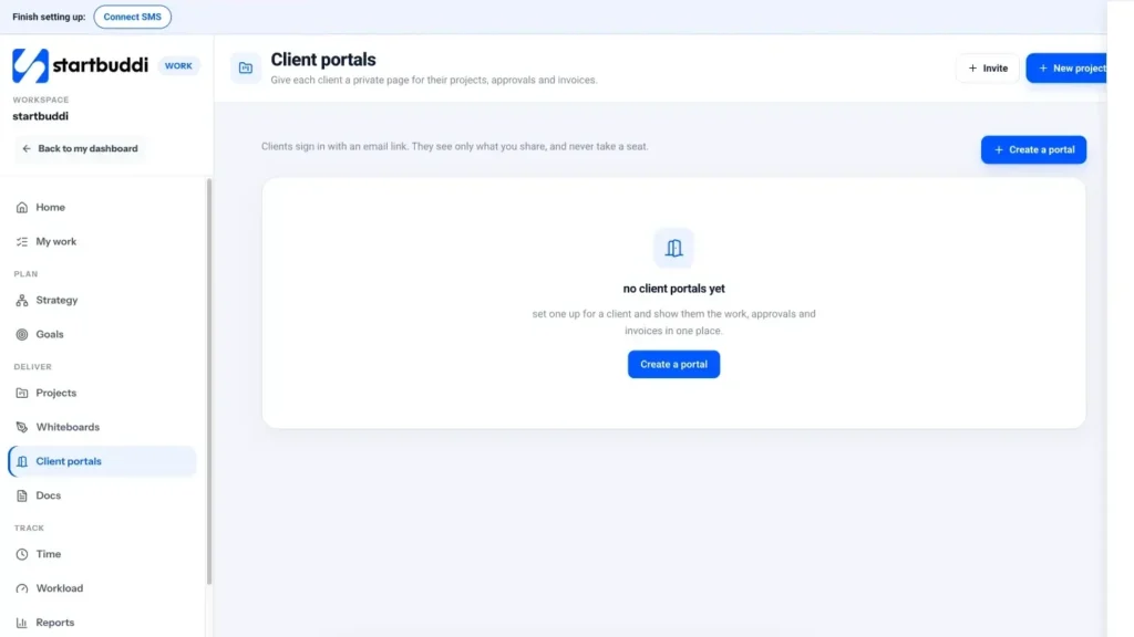 startbuddi app screen: Work portals