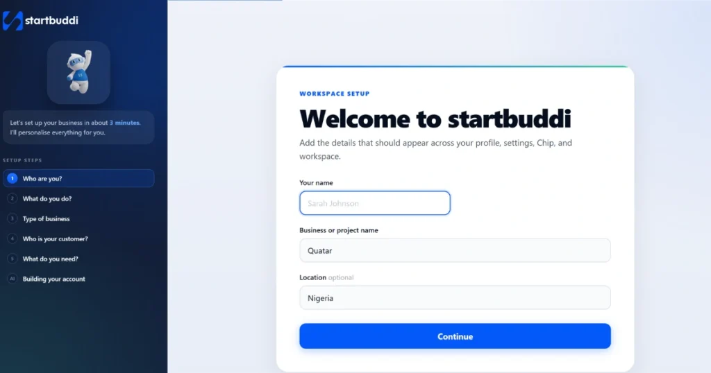 startbuddi workspace setup
